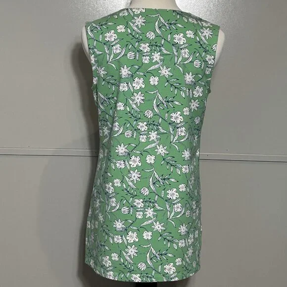Denim & Company D & Co Floral Perfect Jersey Split V-Neck Tunic Tank Soft Jade S - Picture 7 of 12